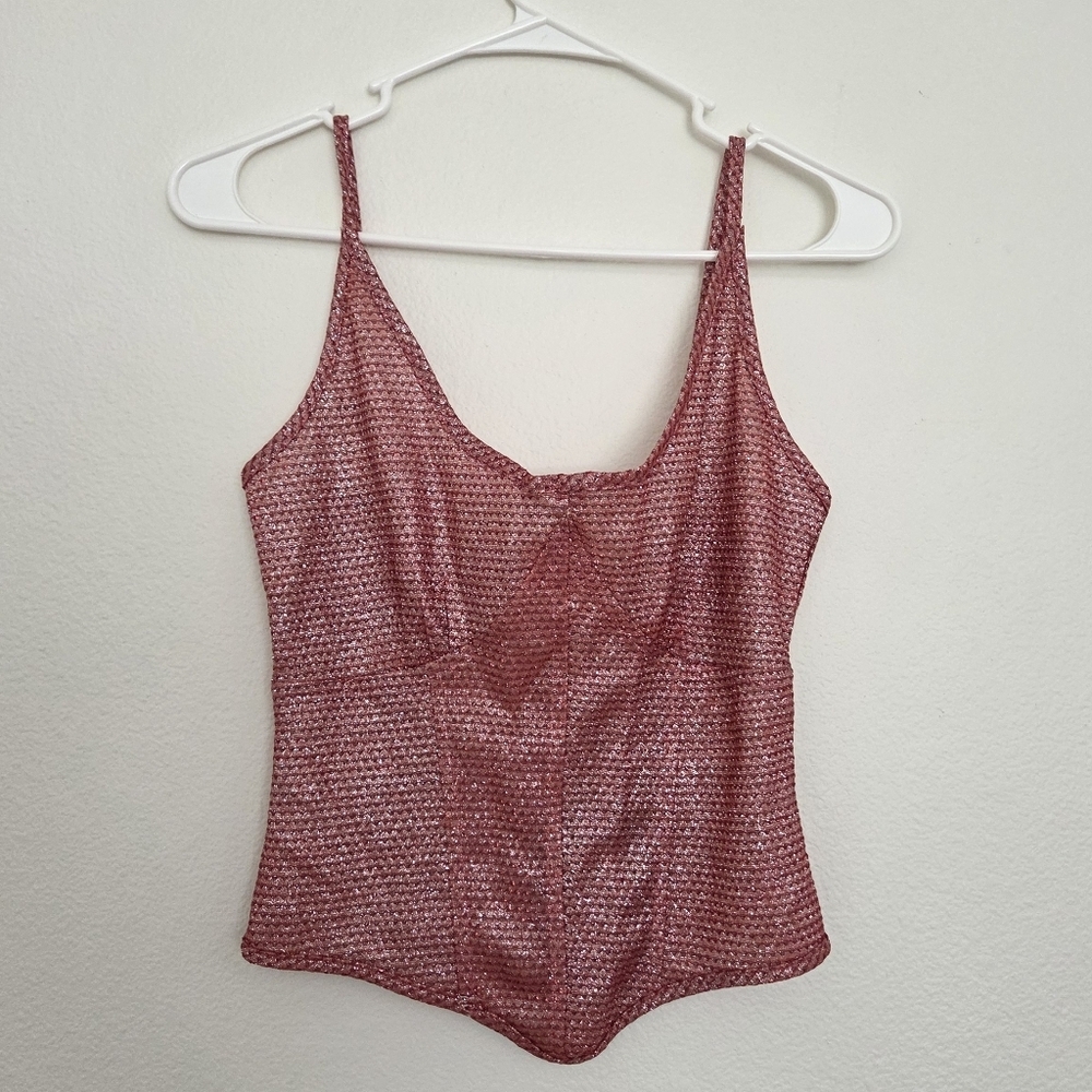 Pretty Little Thing Tall Pink Glitter Corset Size 4